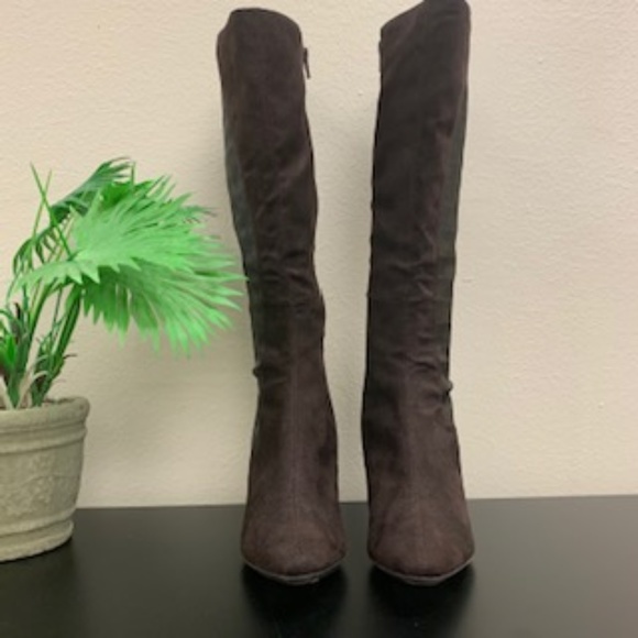 Chocolate Suede/Reptile Knee Length Boots (NWOT) - Picture 5 of 7